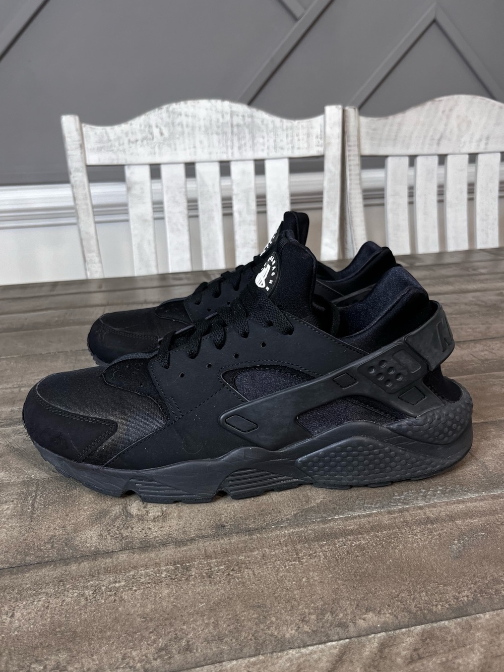 Nike Air Huarache Run Triple Black Mens Sz 13